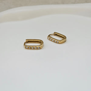 Oval Diamond Hoop Earrings