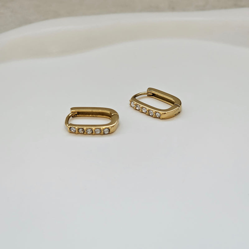 Oval Diamond Hoop Earrings