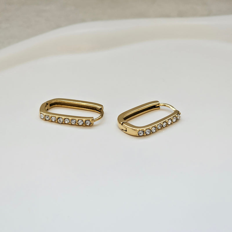 Oval Diamond Hoop Earrings