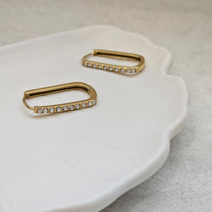Oval Diamond Hoop Earrings