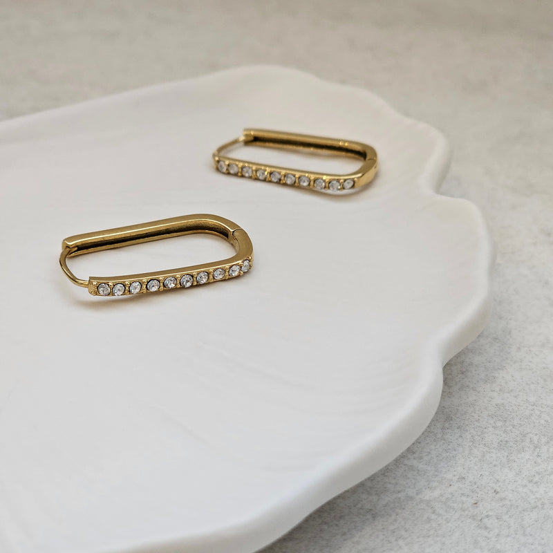 Oval Diamond Hoop Earrings