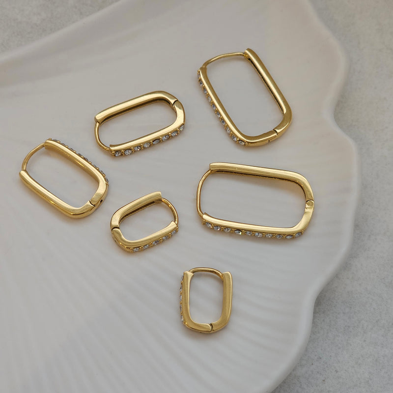 Oval Diamond Hoop Earrings