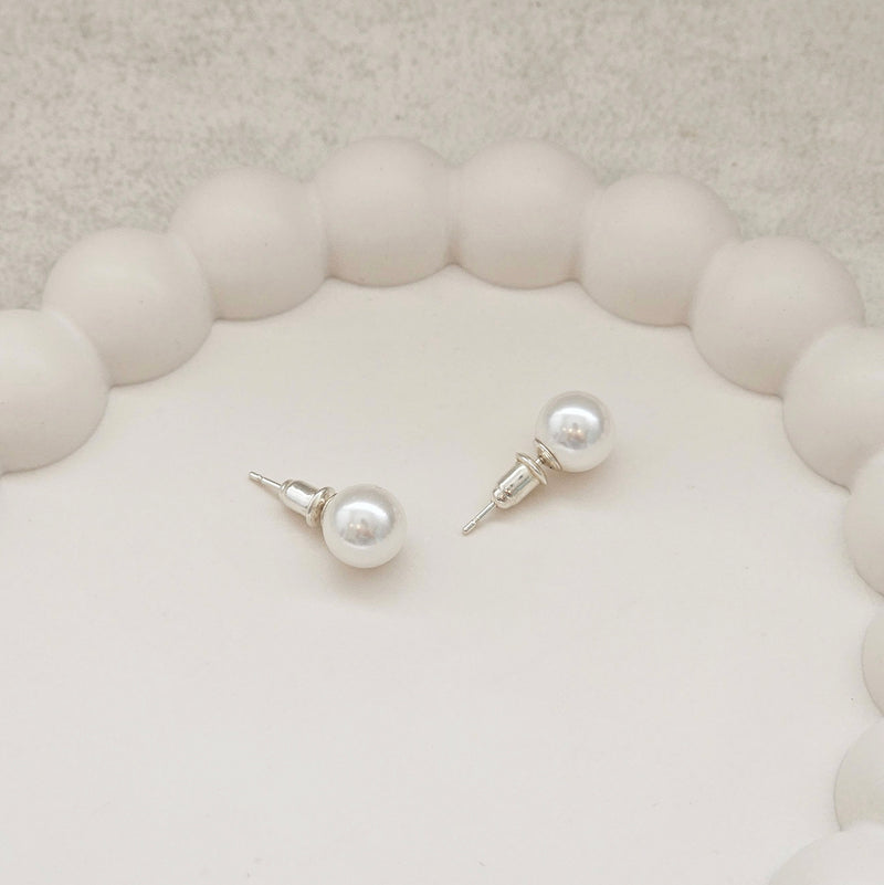 Silver Pearl Studs I Dainty Pearl Earrings I Safana Jewellery