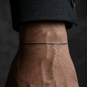 Men's Rectangular Box Chain Silver Bracelet | Men's Jewellery