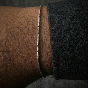 Men's Rectangular Box Chain Silver Bracelet | Men's Jewellery