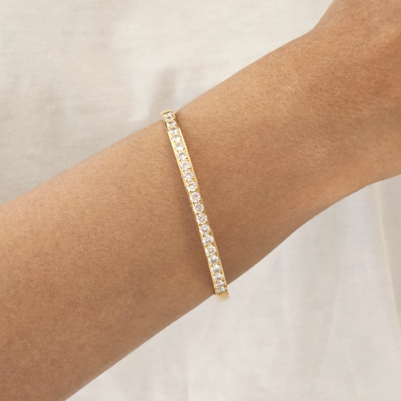 Row Of Diamond Bangle Gold