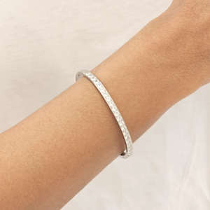 Row Of Diamond Bangle Silver