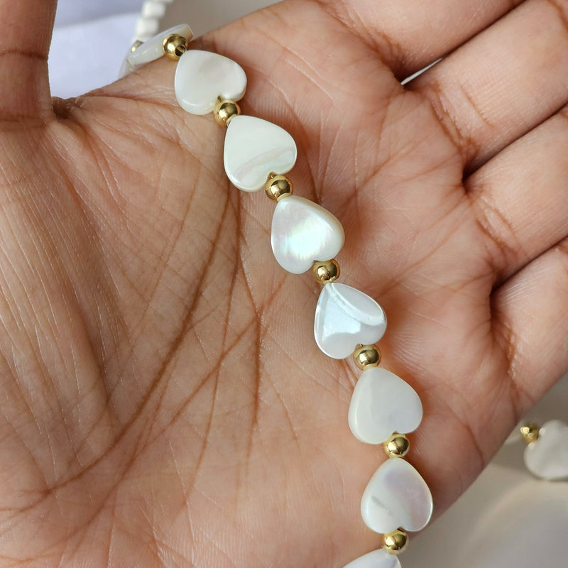 baroque pearl necklace, boho necklace, summer jewellery, heart shell necklace