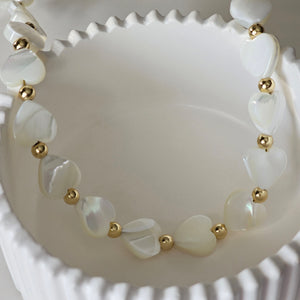 baroque pearl necklace, boho necklace, summer jewellery, heart shell necklace