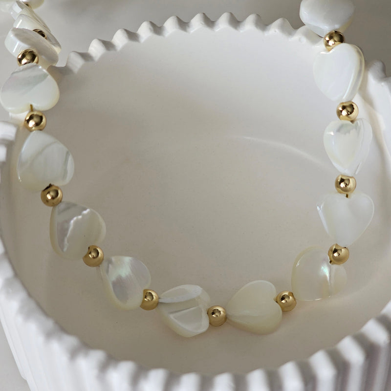 baroque pearl necklace, boho necklace, summer jewellery, heart shell necklace