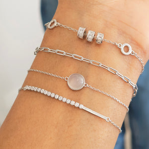 White Jade Bracelet Silver