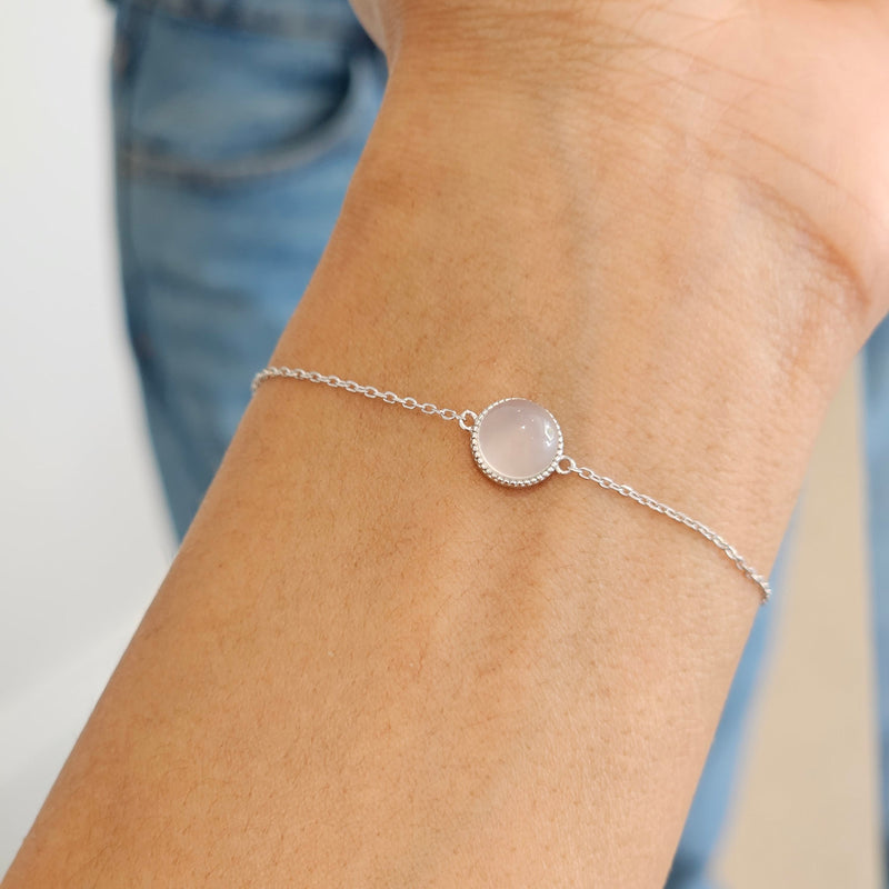 White Jade Bracelet Silver