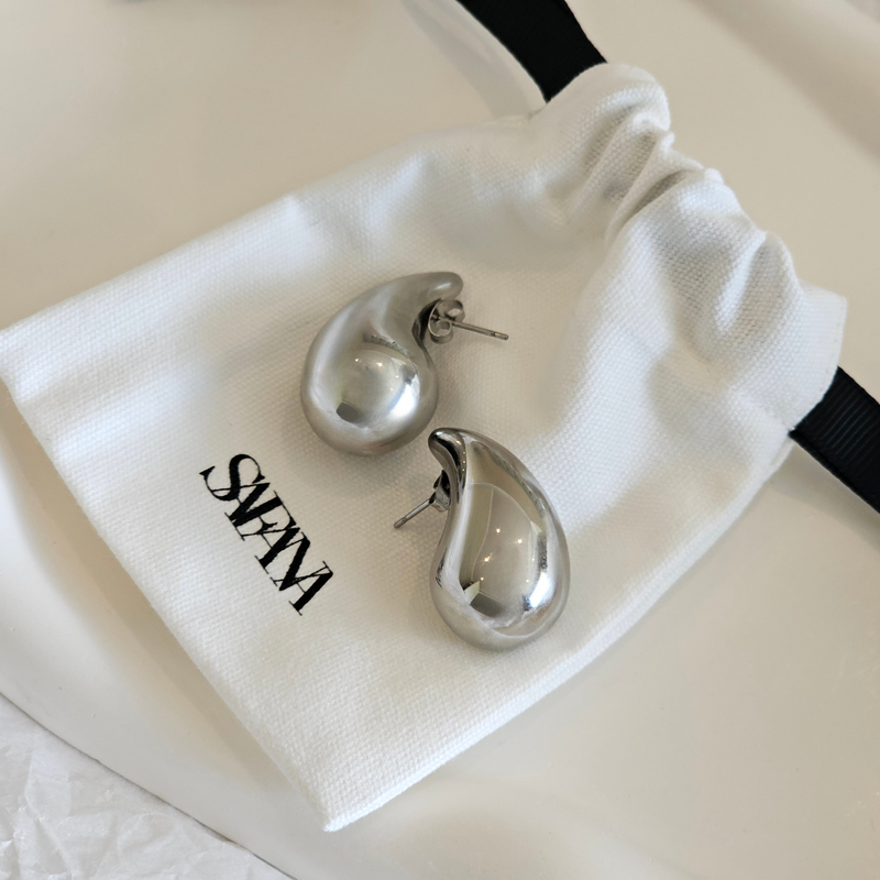Tarnish free jewellery, Bottega dupe drop earrings silver