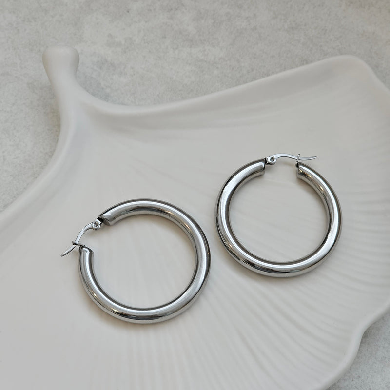 Tarnish Free Silver Hoops I Waterproof Jewellery I Safana Jewellery