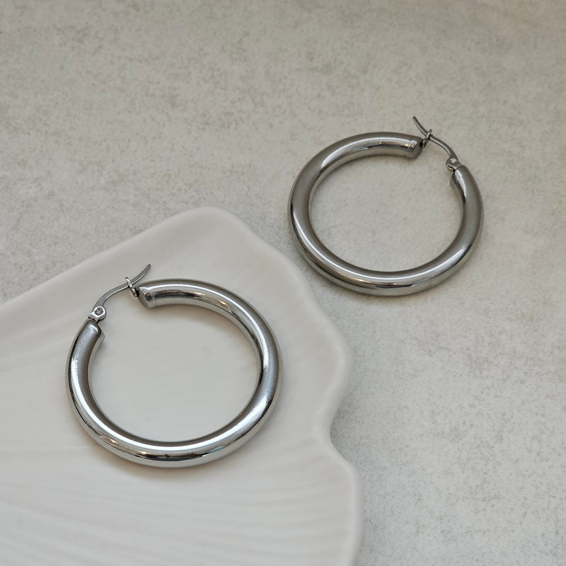 Tarnish Free Silver Hoops I Waterproof Jewellery I Safana Jewellery