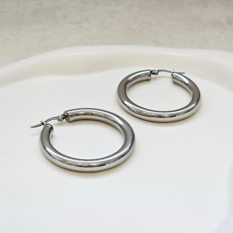 Tarnish Free Silver Hoops I Waterproof Jewellery I Safana Jewellery