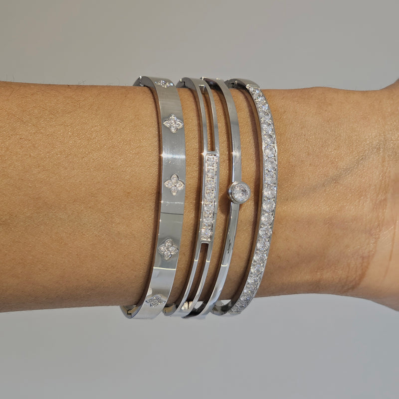 Solitaire Diamond Bangle , tarnish free bangle