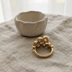 Diamond Crossover Ring | Gold Waterproof Diamond Ring | Safana Jewellery