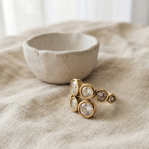 Diamond Crossover Ring | Gold Waterproof Diamond Ring | Safana Jewellery