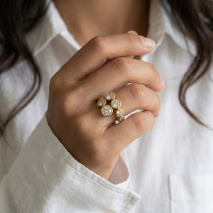 Diamond Crossover Ring | Gold Waterproof Diamond Ring | Safana Jewellery