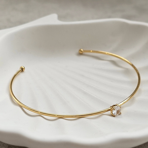 Dainty Solitaire Bangle I Waterproof Non Tarnish Jewellery