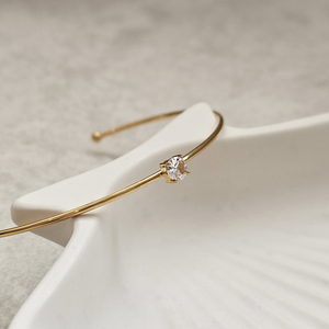 Dainty Solitaire Bangle I Waterproof Non Tarnish Jewellery