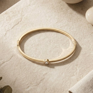 Solitaire Diamond Bangle gold I Waterproof Stacking Bangle I Safana Jewellery I Bridesmaids gift, Bridal bangle