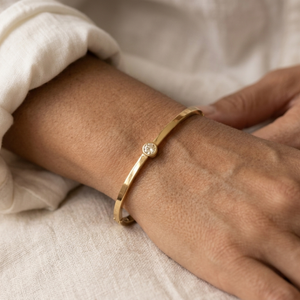 Solitaire Diamond Bangle gold I Waterproof Stacking Bangle I Safana Jewellery I Bridesmaids gift, Bridal bangle