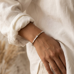 Solitaire Diamond Bangle Silver I Waterproof Stacking Bangle I Safana Jewellery I Bridesmaids gift, Bridal bangle