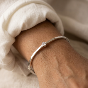 Solitaire Diamond Bangle Silver