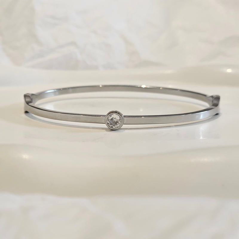 Solitaire Diamond Bangle , tarnish free bangle