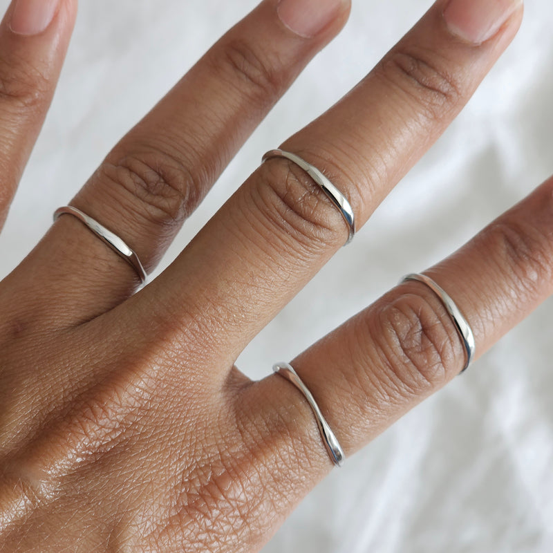  Dainty Band Ring, minimalist sterling silver ring
