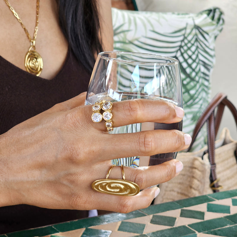 Diamond Crossover Ring | Gold Waterproof Diamond Ring | Safana Jewellery