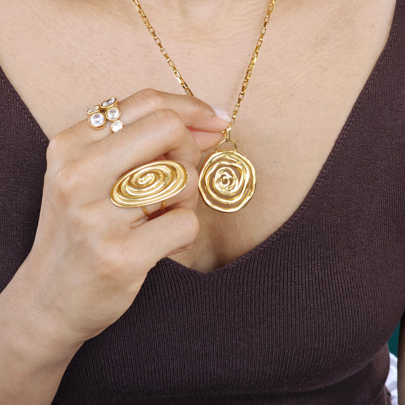 Oval Non Tarnish Gold Ring | Gold Waterproof Summer Jewellery | Safana Jewellery
