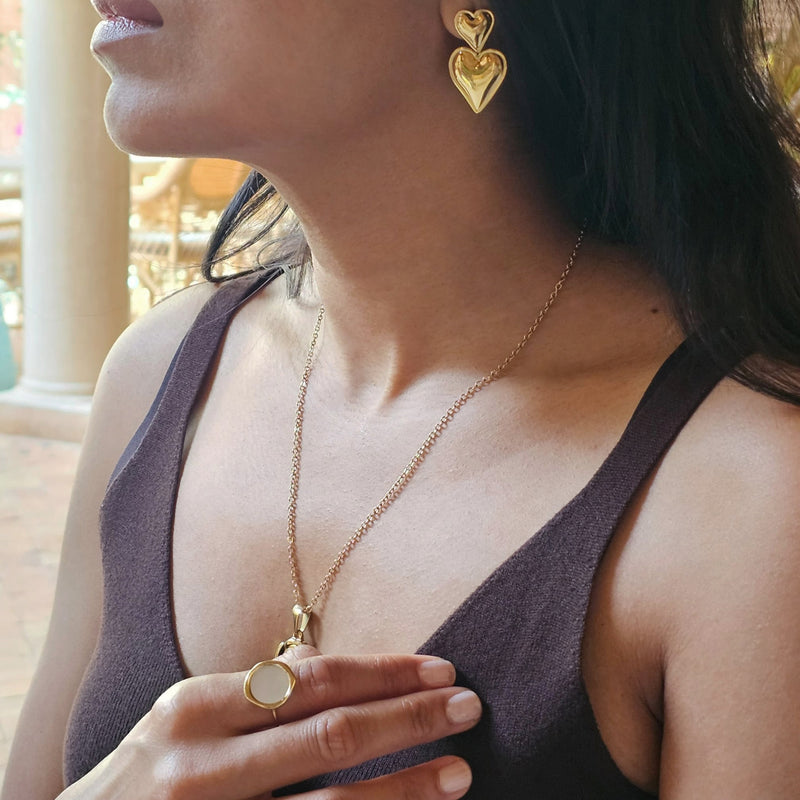 Double Heart Drop Earrings | Non Tarnish Drop Earrings | Summer Jewellery