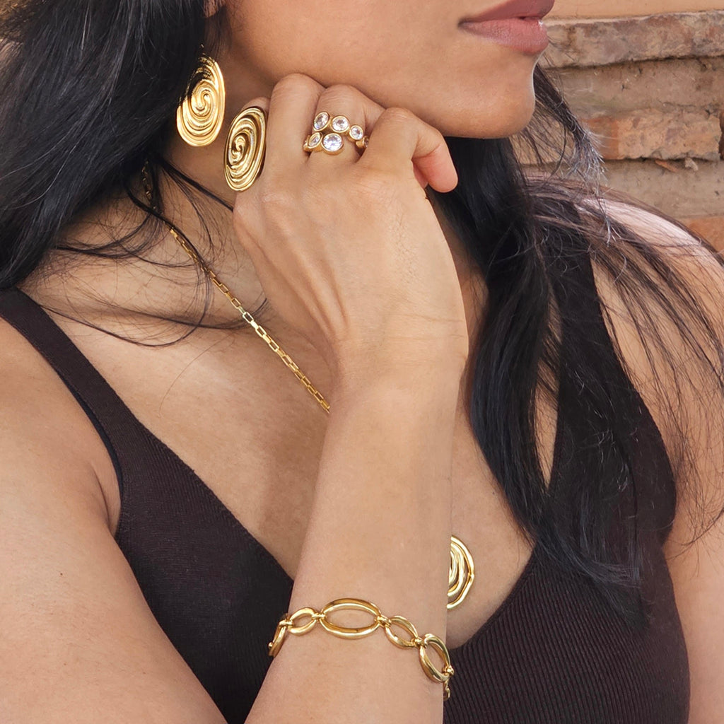 Oval Non Tarnish Gold Ring | Gold Waterproof Summer Jewellery | Safana Jewellery