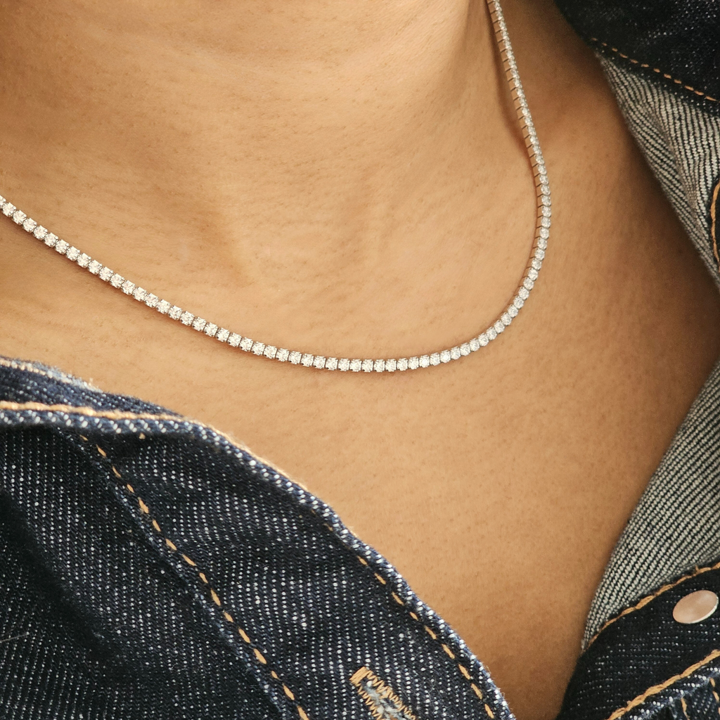 Tennis Necklace Sterling Silver | Bridal Necklace