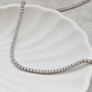 Tennis Necklace Sterling Silver | Bridal Necklace
