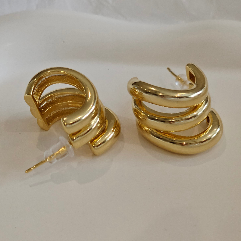 Thick Triple Hoop Earrings