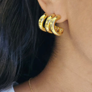 Thick Triple Hoop Earrings