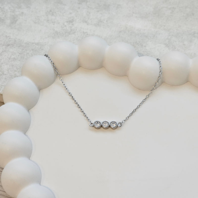Triple Bezel Diamond Bracelet Silver