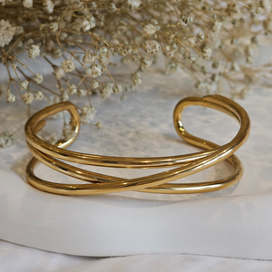 gold cuff bangle, waterproof bracelet, waterproof jewellery