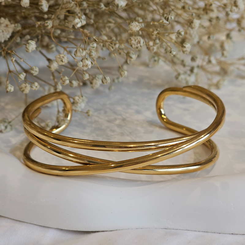gold cuff bangle, waterproof bracelet, waterproof jewellery