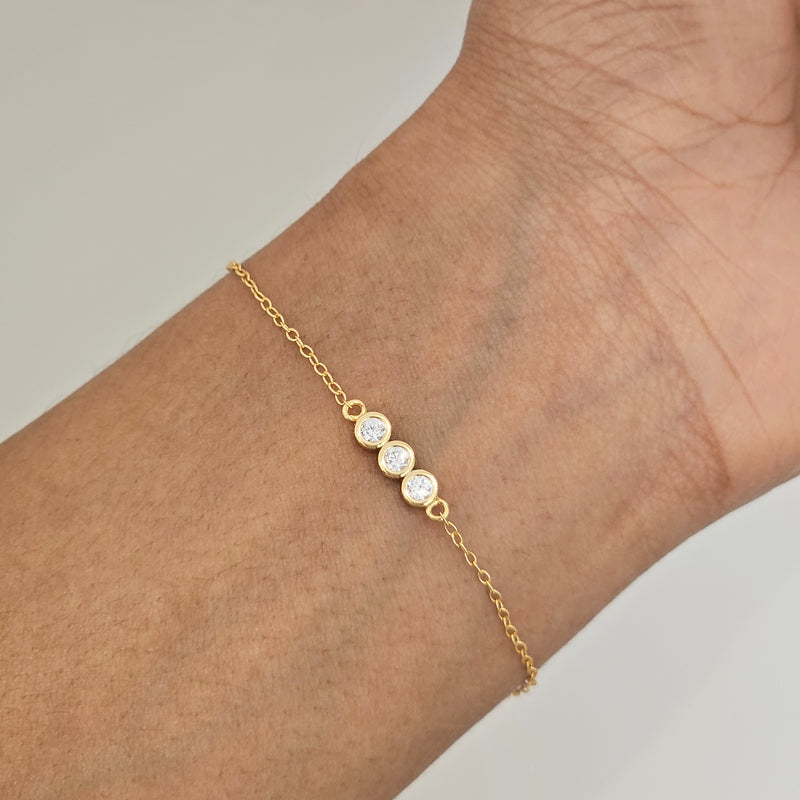 Triple Bezel Diamond Bracelet Gold