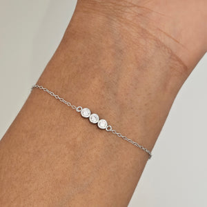Triple Bezel Diamond Bracelet Silver