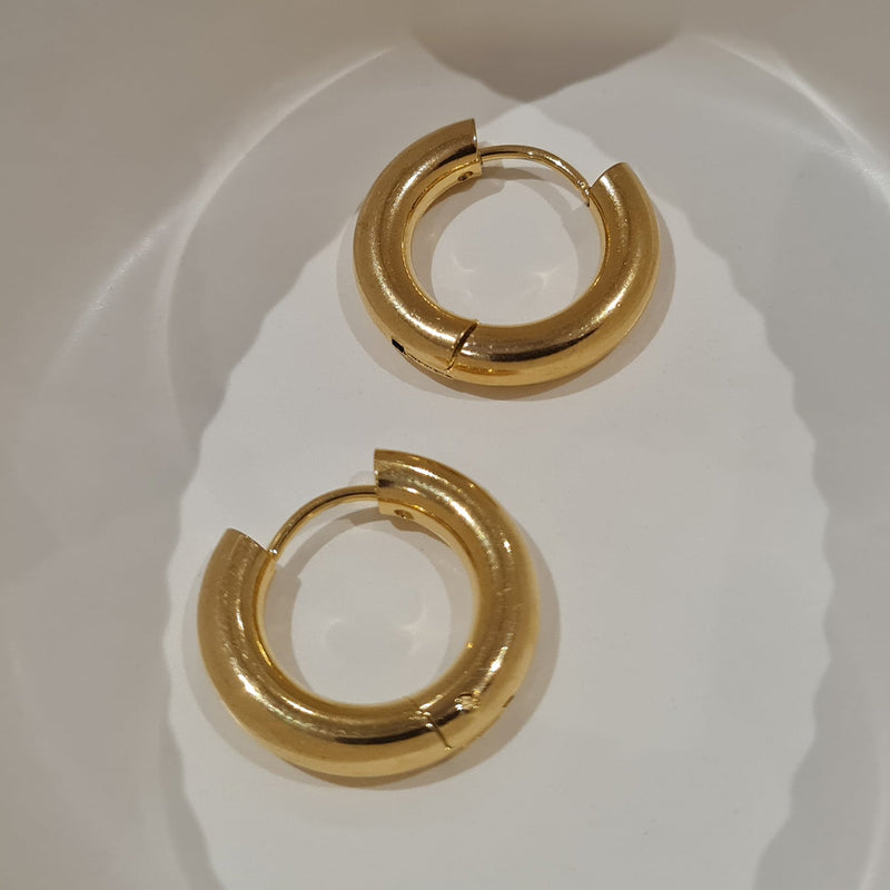 Small Vintage Hoops, tarnish free gold hoops, stacking gold hoops