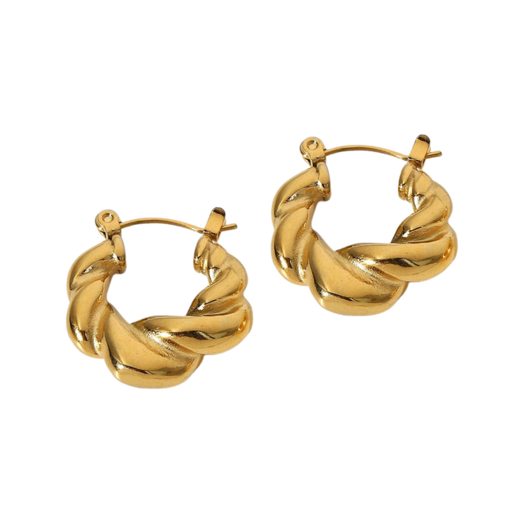 Twist Hoops, waterproof tarnish free hoop earrings