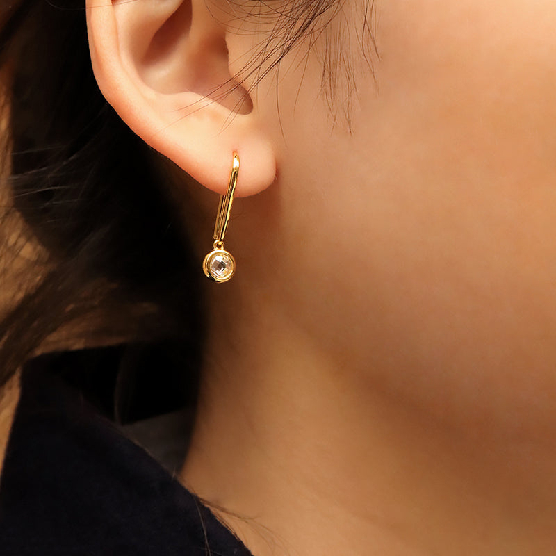 Crystal Earrings Jiya, u shaped hoop earrings, gold stacking hoops