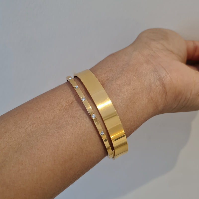 Thick Gold Bangle, tarnish free gold bangle, stacking bracelets