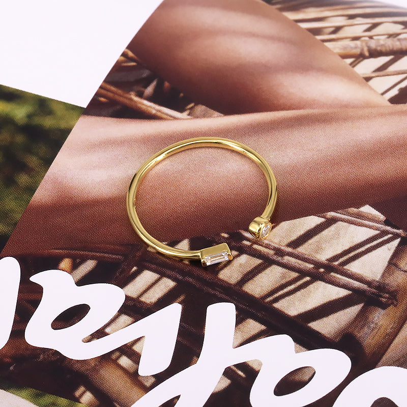 Geometric Gold Ring, womens gold dainty stacking rings